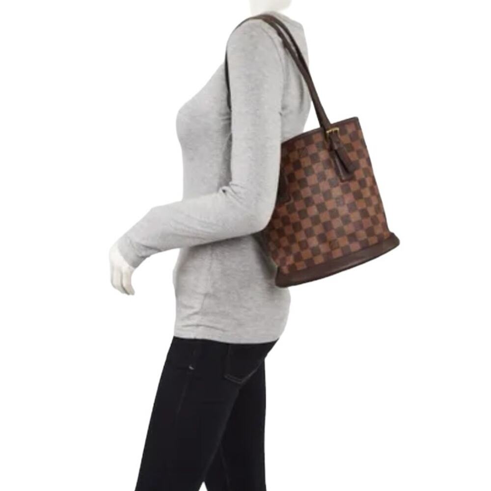 Louis Vuitton Marais Bucket Bag PM Damier Ebene Monogram Canvas Brown - Picture 1 of 16
